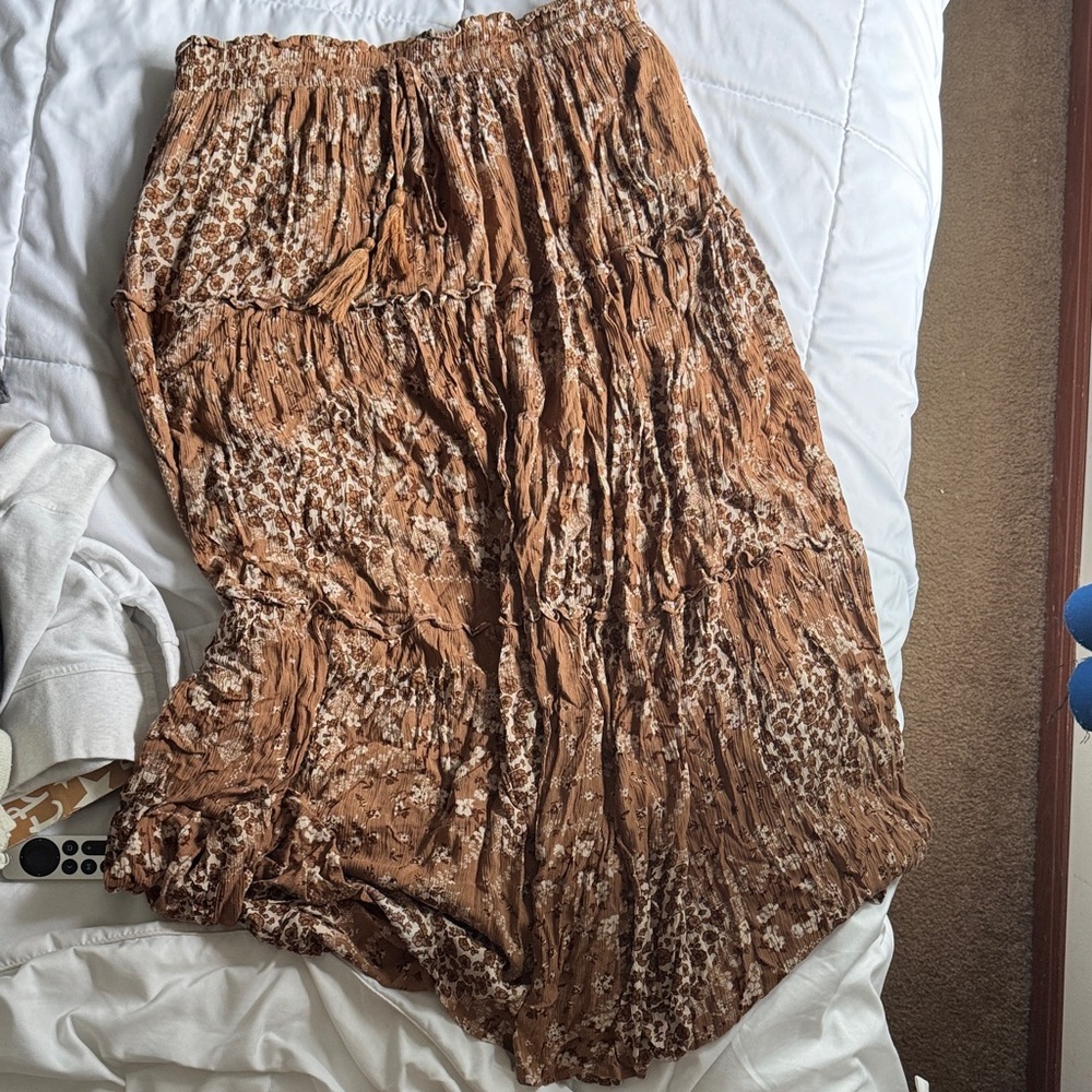 Dress Forum Floral Tan A-Line Skirt